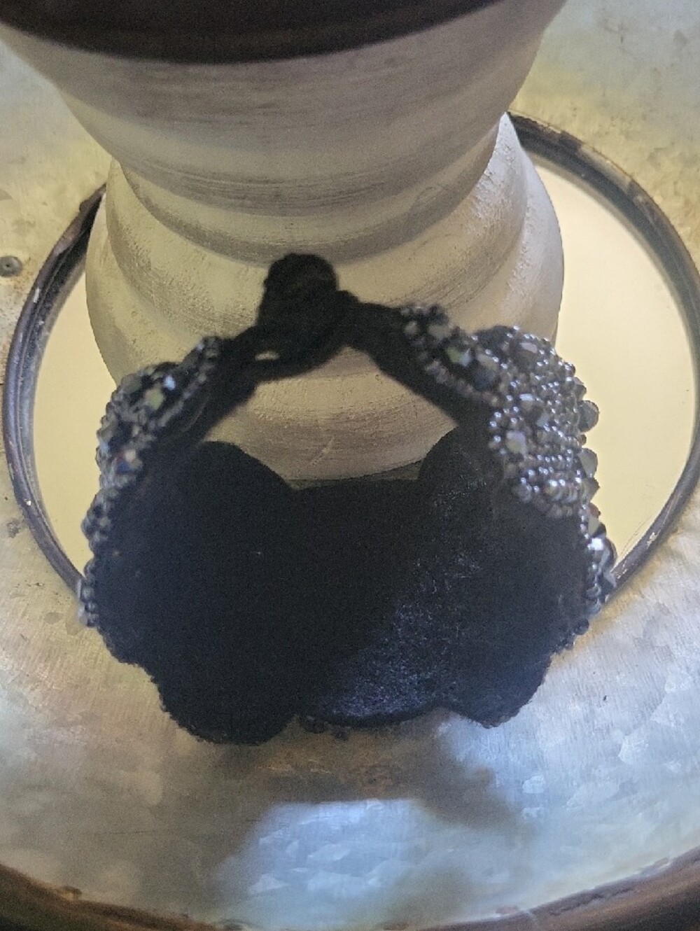Handmade Black Beaded Cameo Bracelet - Picture 3 of 5